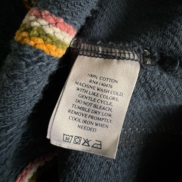 FAHERTY Seabrook Poncho Sz Large Baja Navy Sayulita Stripe Hoodie Pullover Blue - Picture 13 of 13